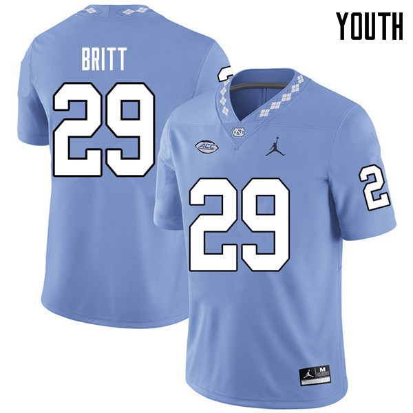 Jordan Brand Youth #29 J.K. Britt North Carolina Tar Heels College Football Jerseys Sale-Carolina Bl